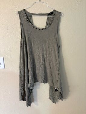 Rock & Republic Olive Gray Stud-Trim Flowy Tank